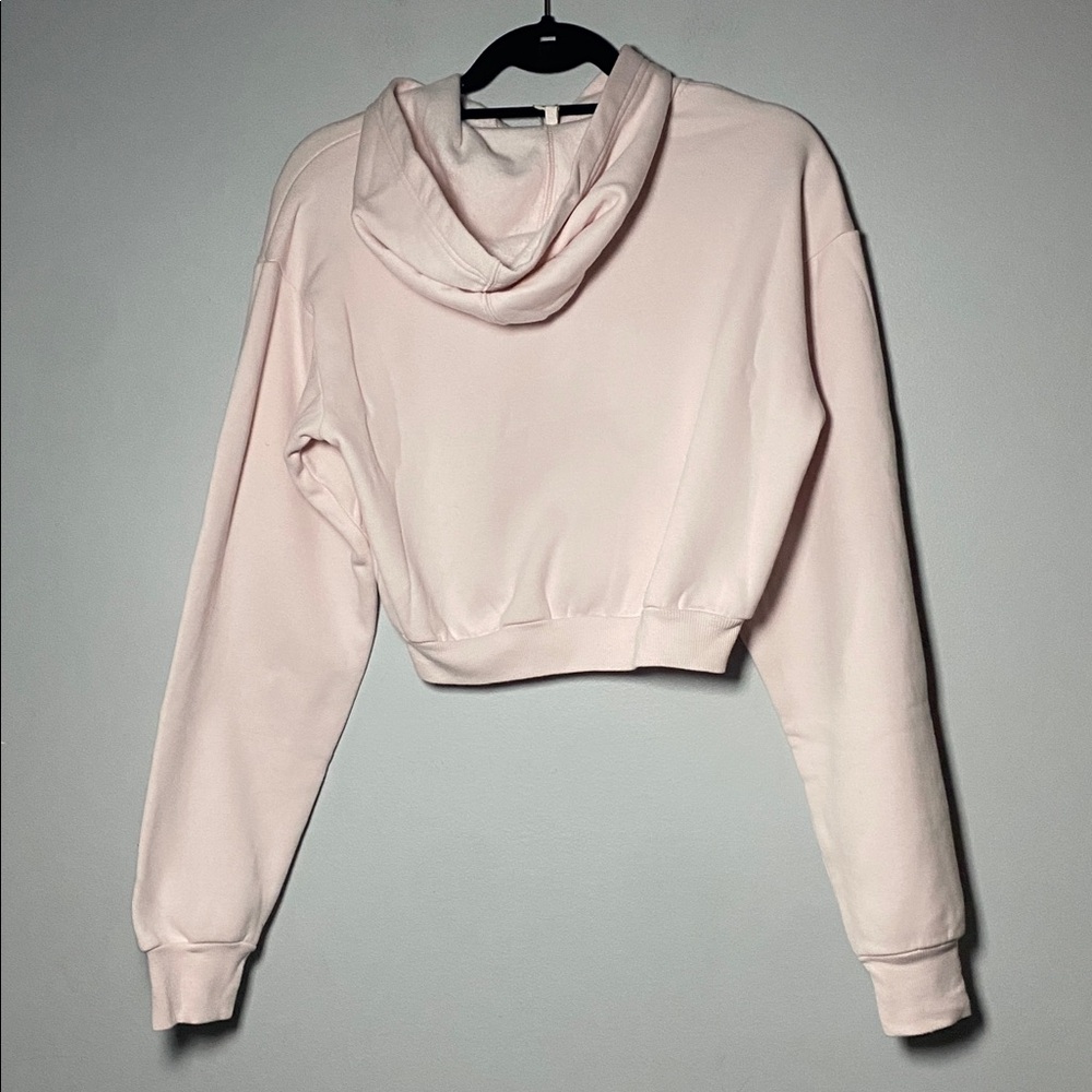 Skims Shrunken Hoodie NWT Small Barely Pink Cropped Cotton Fleece Pullover - Picture 9 of 13